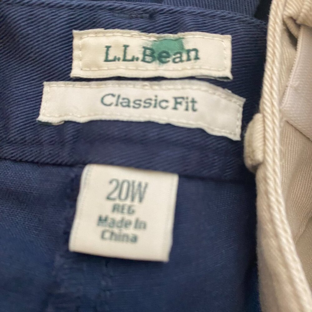 (2) L.L. Bean Classic Fit chino pants 20W Reg khaki and Navy womens NEW 2 PAIR - Picture 9 of 9
